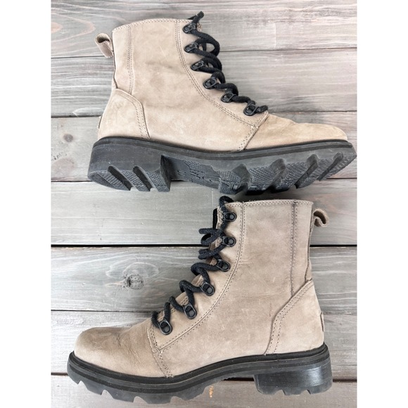 Sorel Lennox Lace Waterproof Tan Leather Booties Combat Size 8 Gorpcore Hiking - Picture 7 of 13